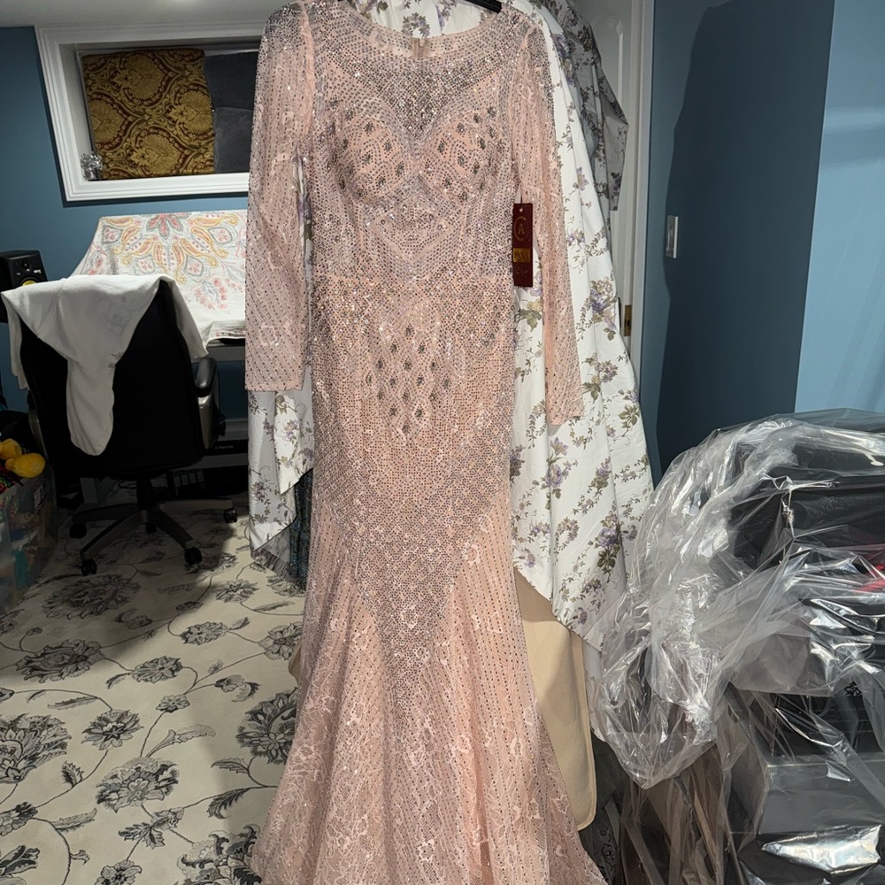 Elegant Pink Beaded Gown